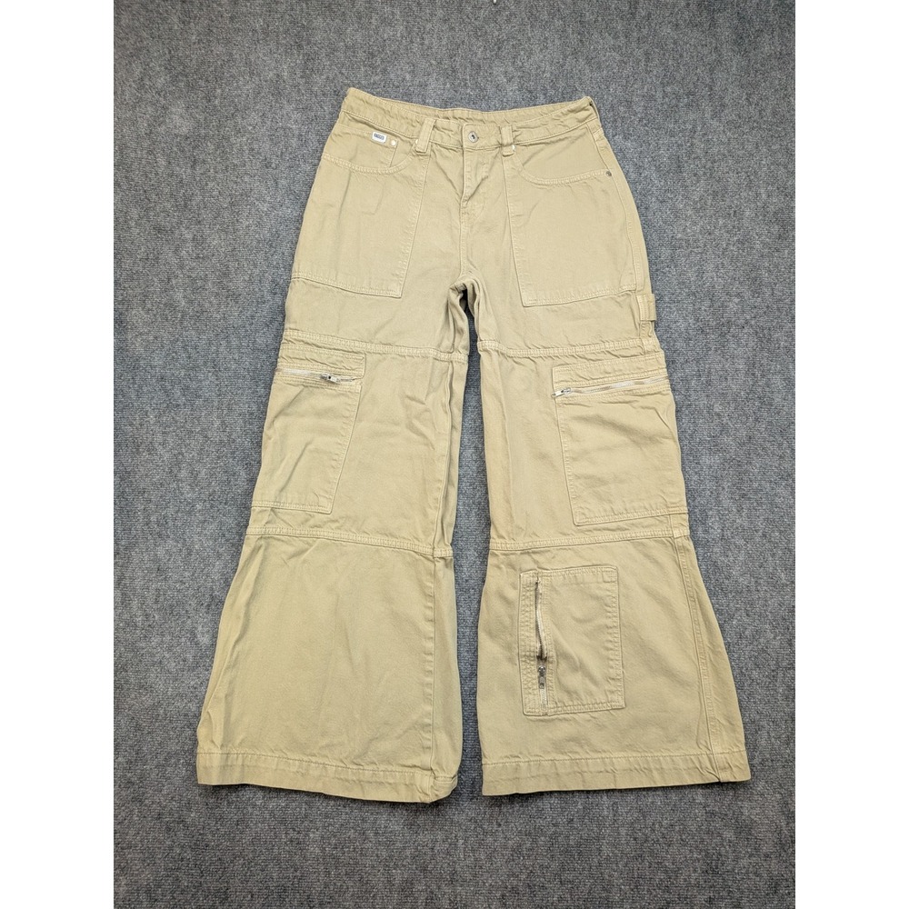 Ragged Priest Jeans Women's Tan Wide Leg Utility Cargo Pants Size 32 Baggy Loose